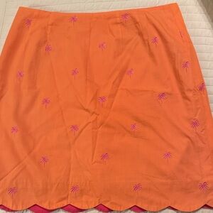 Lilly Pulitzer Orange A-Line Skirt with Pink Embroidery